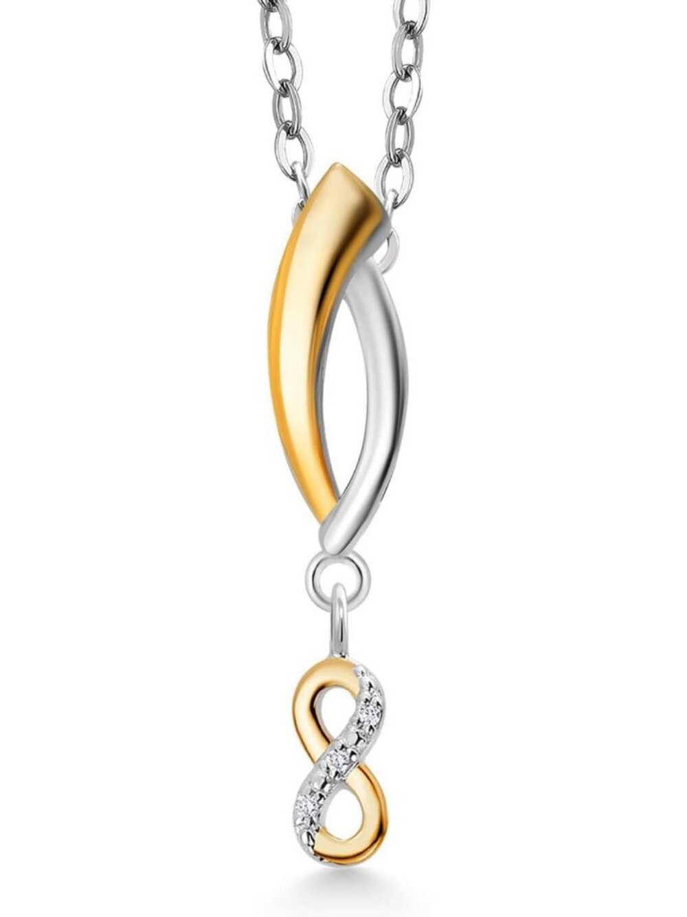 10k Yellow Gold & Sterling Silver Lab Grown Diamond Pendant Necklace with Charms